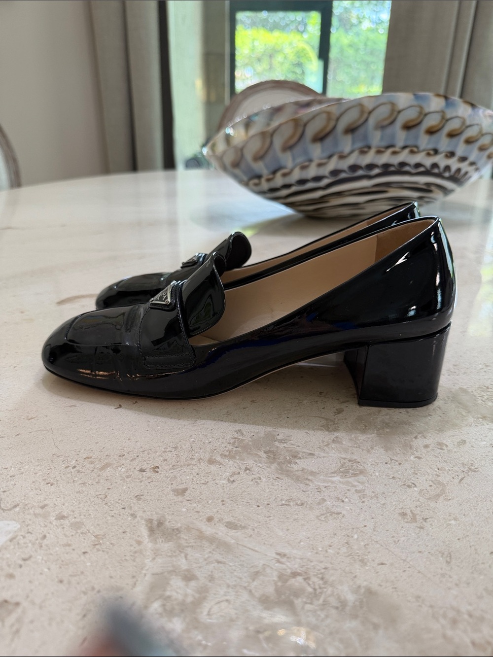 Prada Black Patent Leather Logo Loafers - Picture 2 of 4